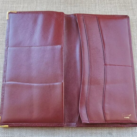 Cartier Paris Clutch Wallet Burgundy Red Leather Card Holder Purse Bag Authentic - Picture 8 of 12